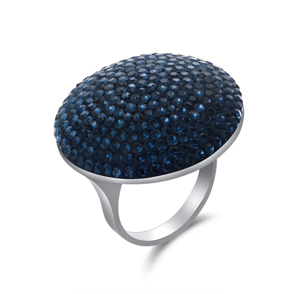 Dazzling Dome Ring – Blue Crystal Sparkle, Statement Cocktail Style