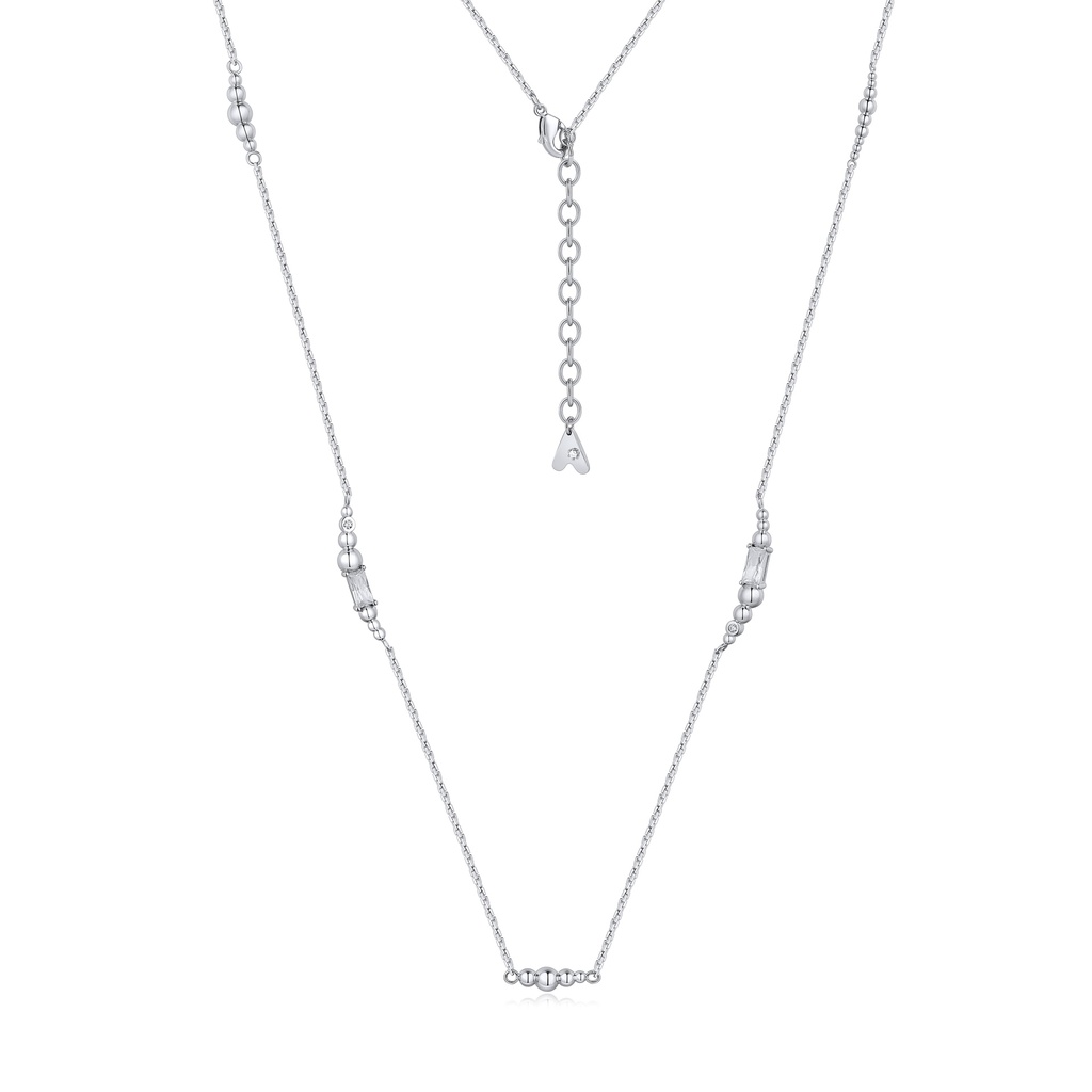 Delicate Beaded Silver Brass Necklace with Minimalist Style