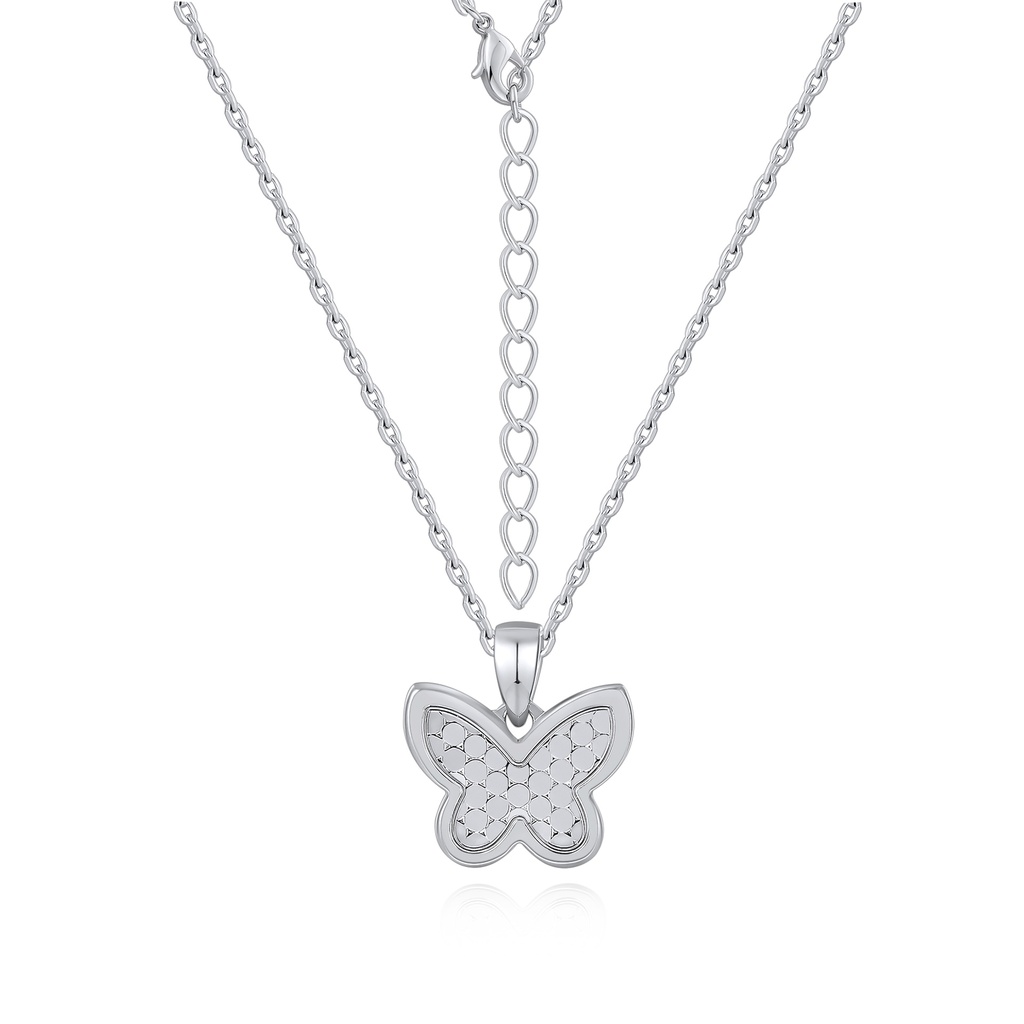 Delicate Silver Butterfly Pendant Necklace with Polished Texture