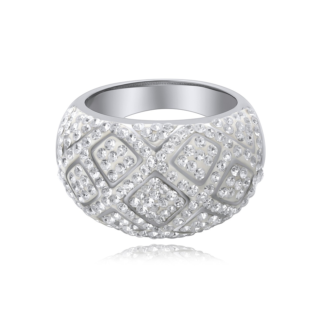 Diamond Pattern Rhinestone Dome Ring