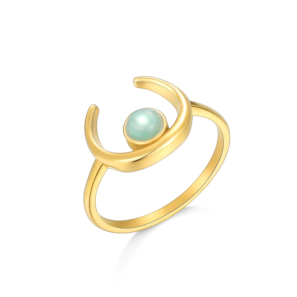 Double Band Geometric Gold Ring with Sparkling Crystal Accents