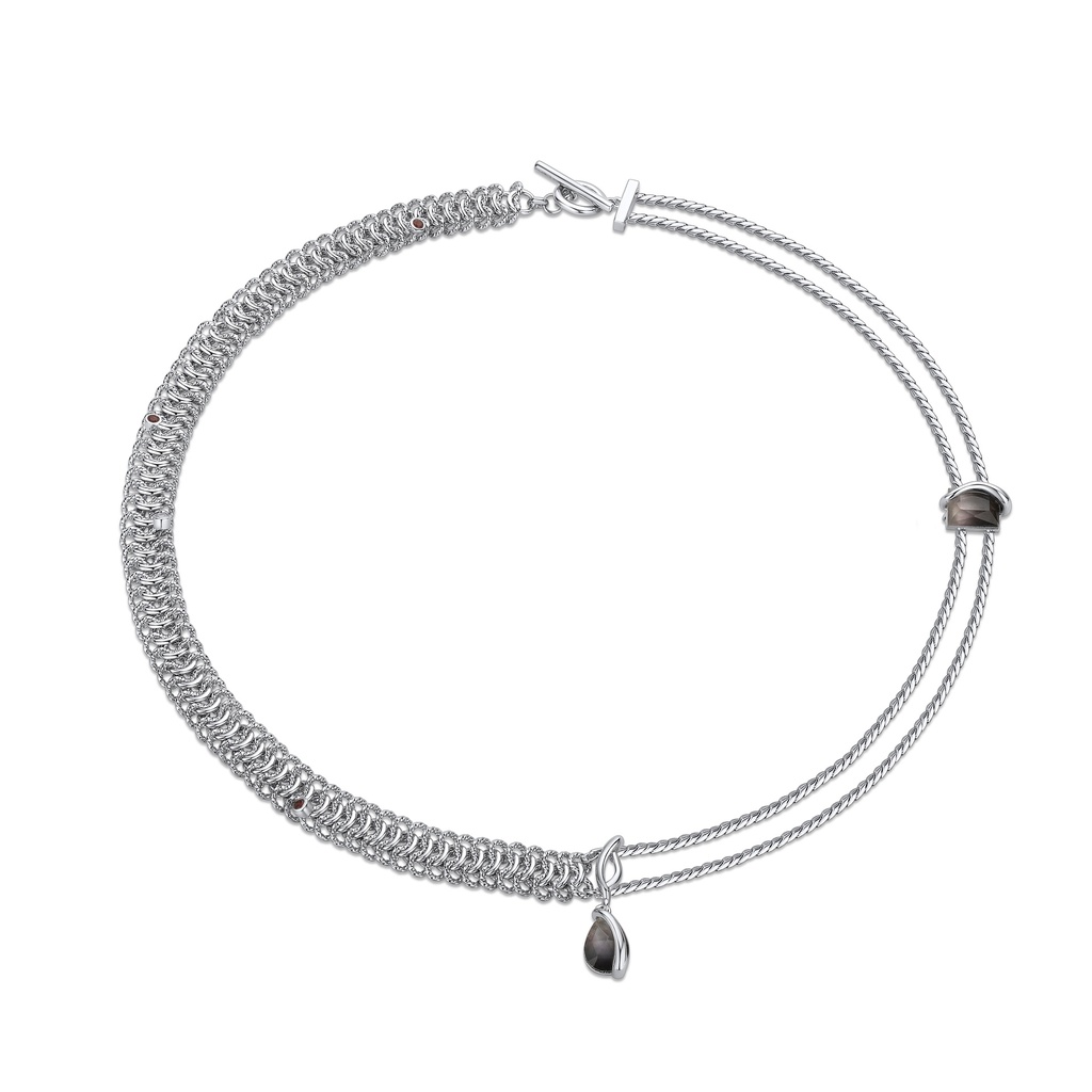 Double-Strand Bracelet with Dark Stone Drop