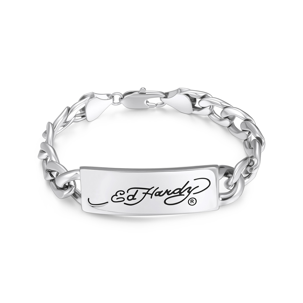 Ed Hardy Signature Stainless Steel ID Bracelet for Bold Style