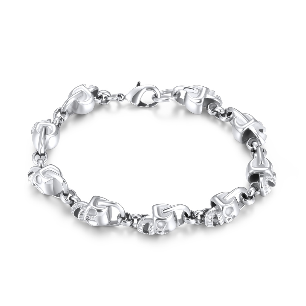 Edgy Stainless Steel Skull Bracelet with Bold Gothic Style