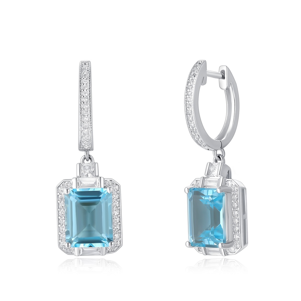 Elegant Blue Gem Drop Earrings with Sparkling Crystal Accents