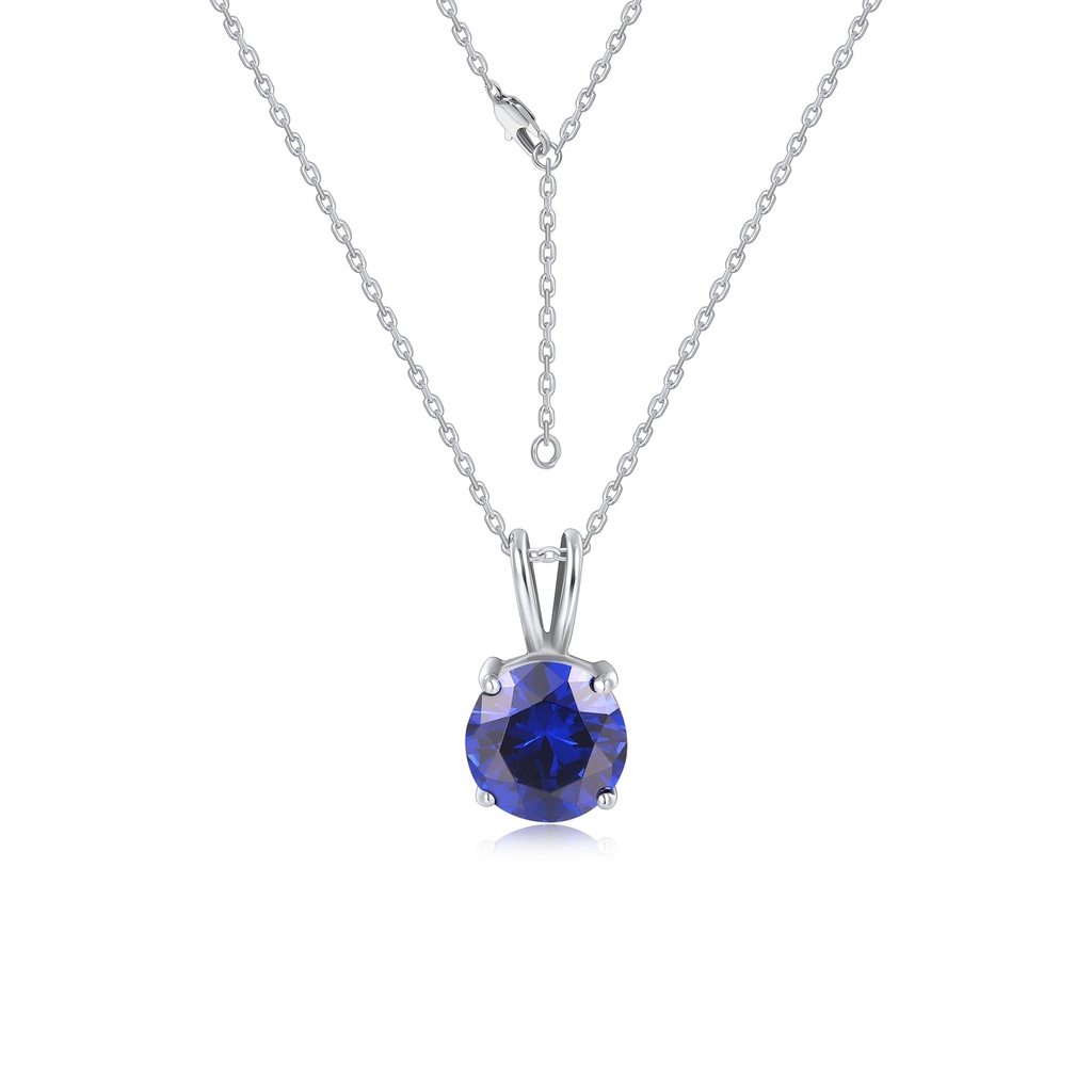 Elegant Blue Sapphire Pendant Necklace with Sterling Silver Chain