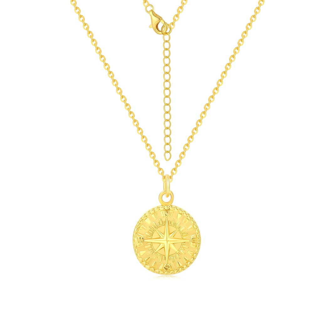 Elegant Gold Compass Pendant Stainless Steel Chain Necklace Gift