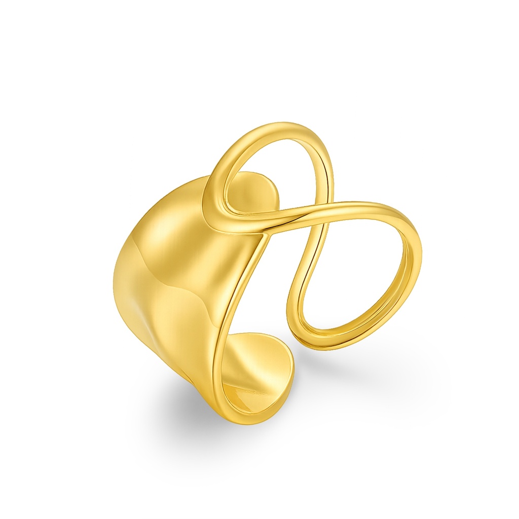 Elegant Gold Open Twist Ring Modern Minimalist Stainless Steel Jewelry