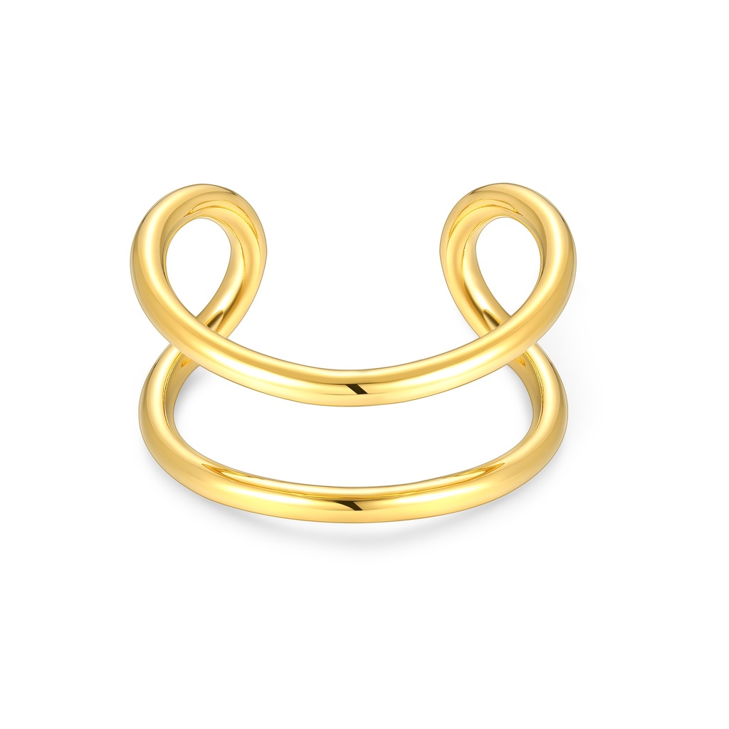 Elegant Gold Stainless Steel Open Ring with Modern Double Loops
