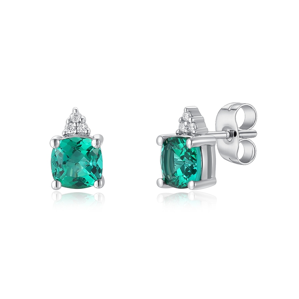 Elegant Green Gem Stainless Steel Stud Earrings with Crystal Accents
