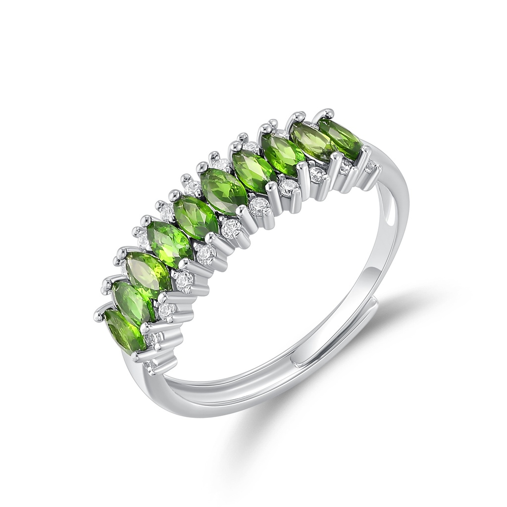Elegant Green Marquise Gemstone Stainless Steel Statement Ring