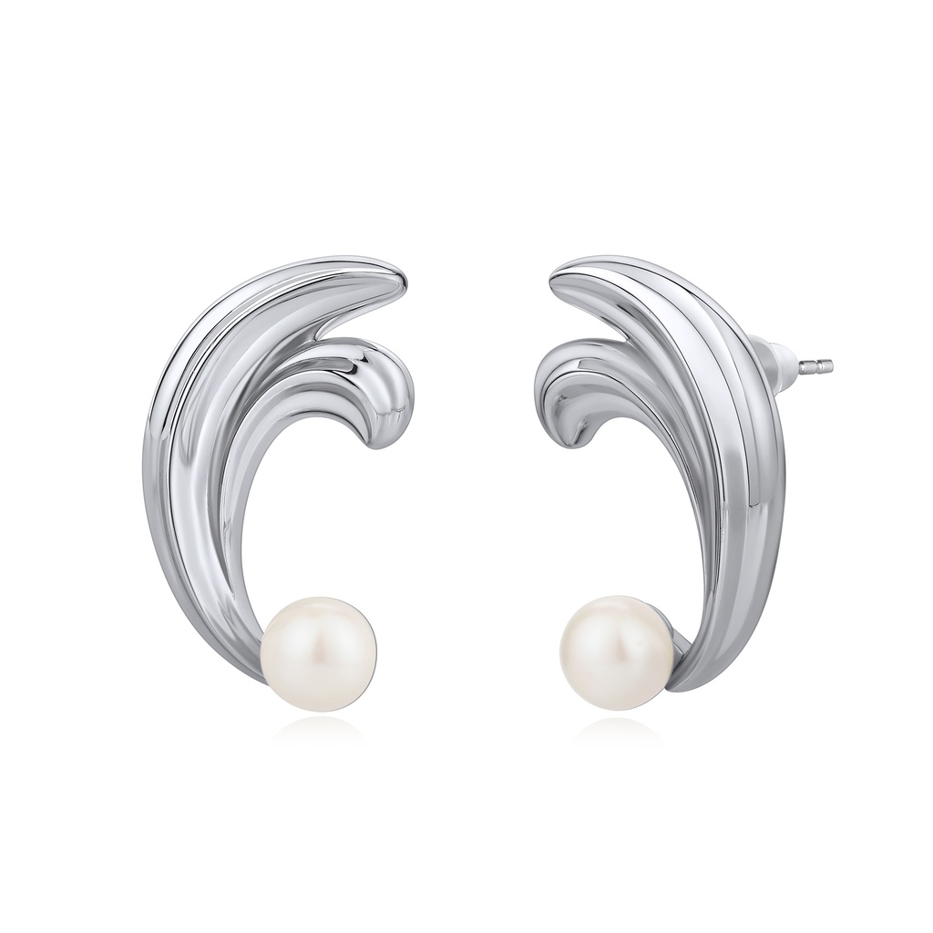 Elegant Ribbon Twist Drop Earrings with Cubic Zirconia