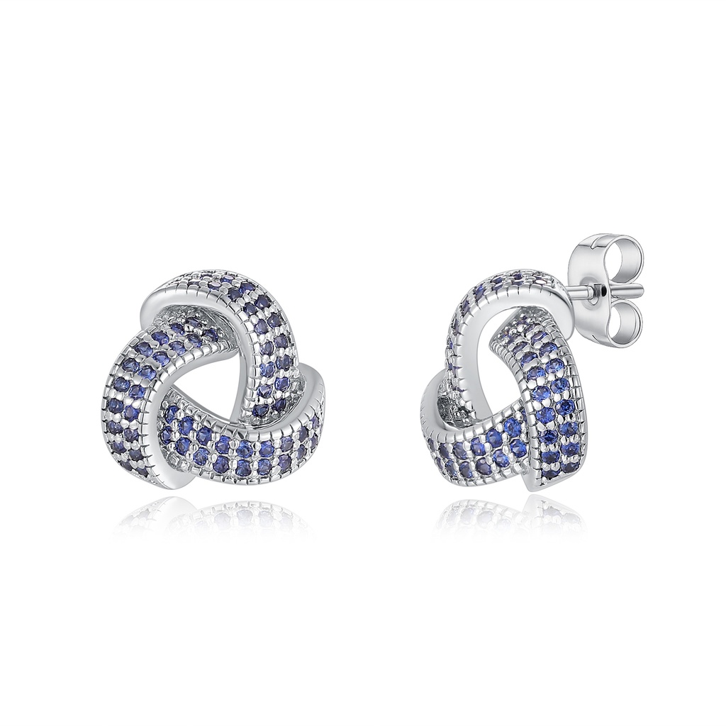 Elegant Sapphire Knot Stud Earrings in Sterling Silver Design